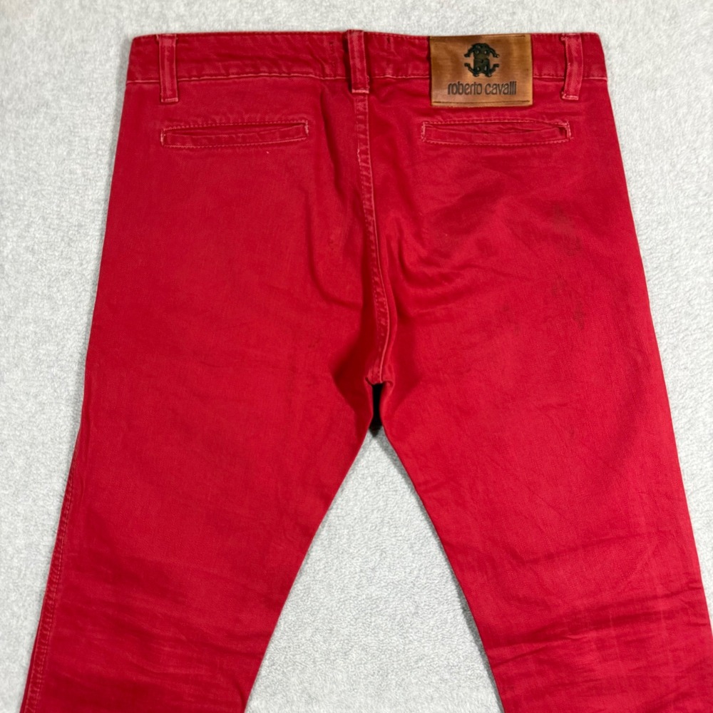 Roberto Cavalli Mens Vintage Straight Leg Pants Red Button Fly Size 31x34 Italy - Picture 6 of 14